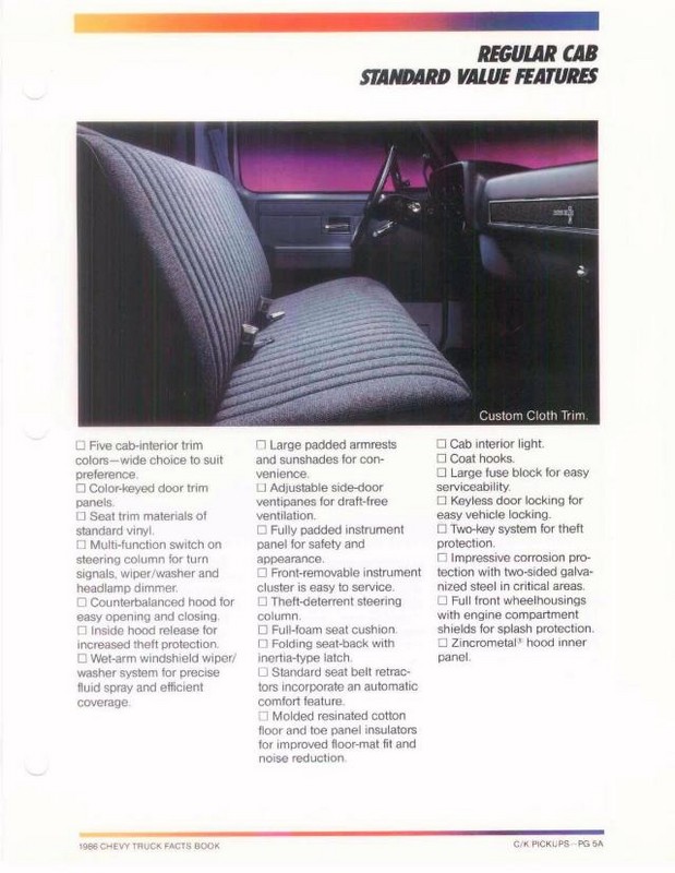 1986 Chevrolet Truck Facts Brochure Page 19